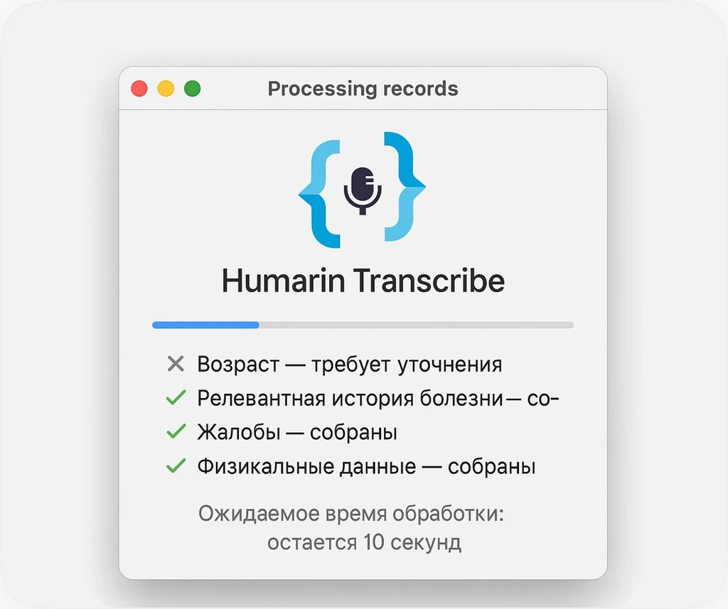 Обработка записи Humarin Transcribe